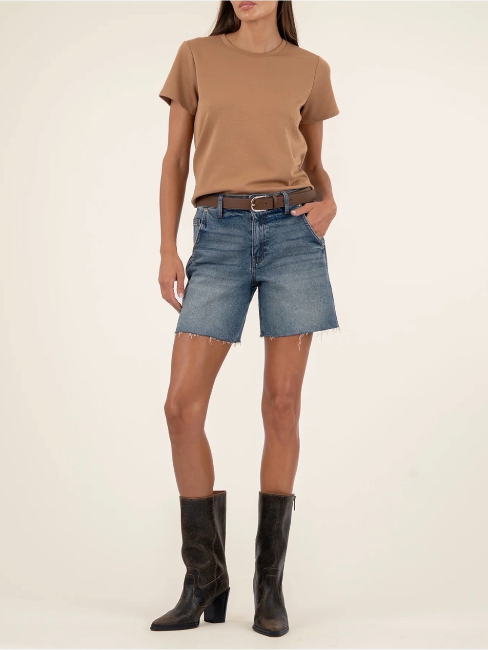 KUT from the Kloth Hailey High Rise Denim Bermuda Shorts Size 10 Raw Hem